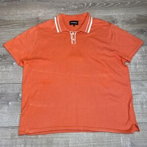 Bonobos Polo Shirt Mens Large Orange Tipped Collar Short Sleeve‎ Cotton Knit